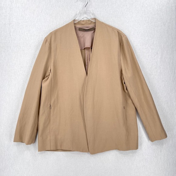 ENZA COSTA Twill Belted Jacket Womens Small Clay Tan Linen Blazer Wrap NEW - Picture 7 of 16
